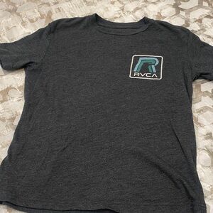 RVCA Charcoal Tee with Teal Logo